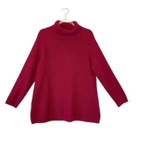 Holiday Coldwater Creek Women's Red Turtleneck Sweater Cotton Size L